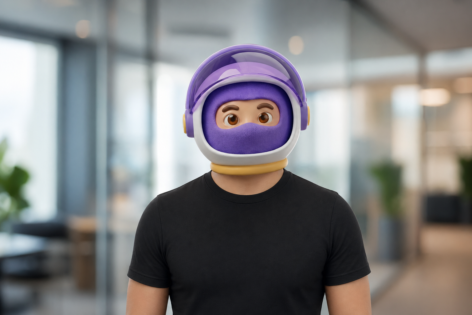 Génération de photo de CV avec arrière-plan bureau moderne flouté, pour un rendu naturel et dynamique